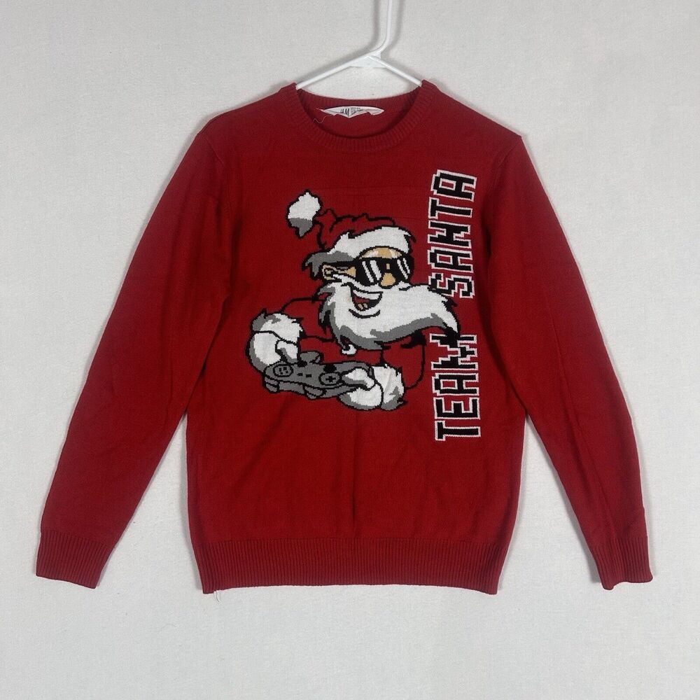 Ugly Christmas Sweater Team Santa Claus Kids Boys XXL 20 Video Games Holiday Red